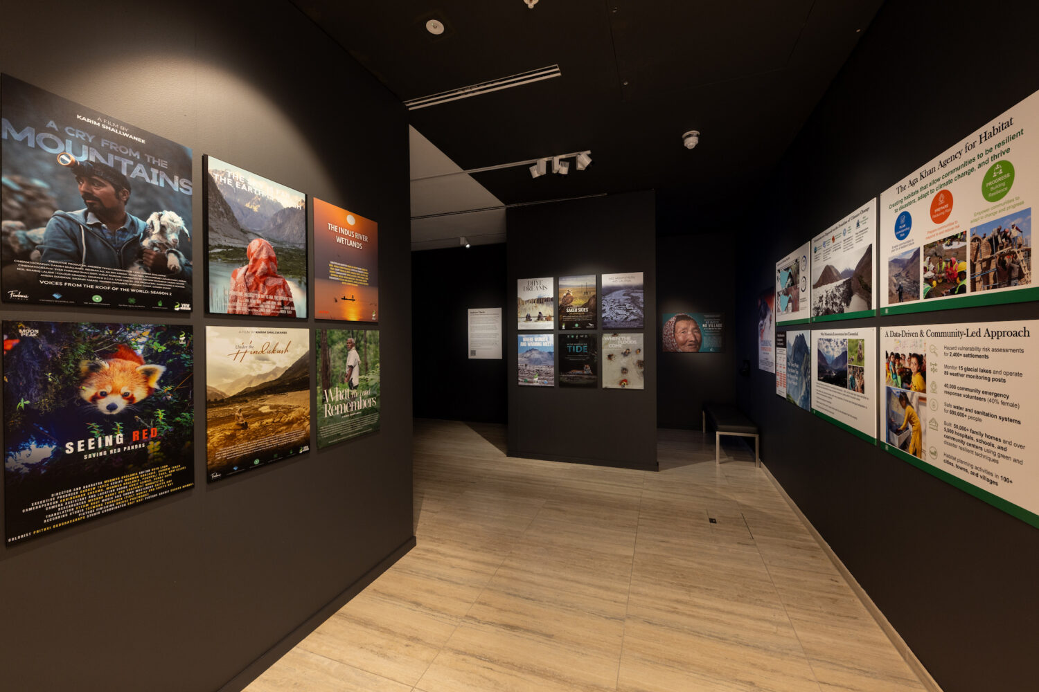 The entrance of the Aga Khan Gallery surrounded by posters.